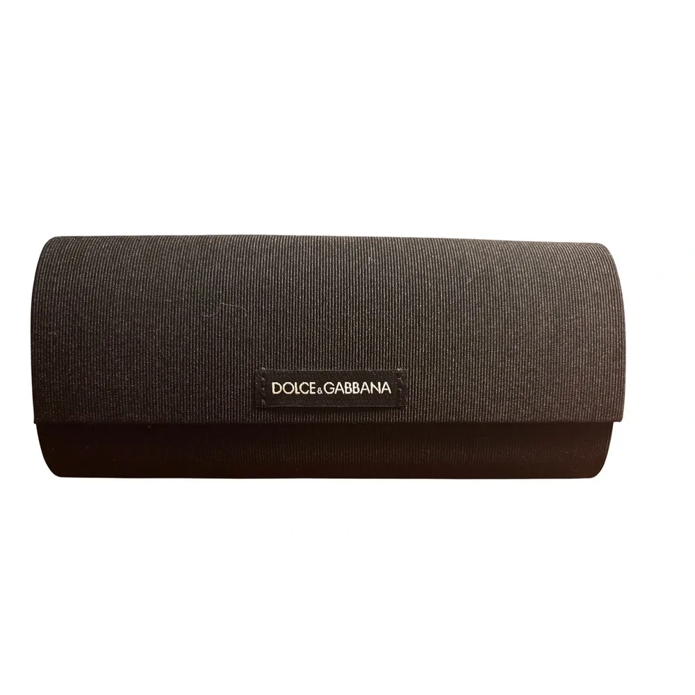 Dolce Gabbana Black Ribbed Hard Shell‎ Sunglass Case Eyewear Holder Storage